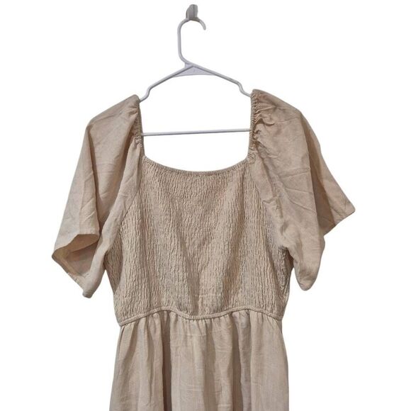 Tea n Rose Women's Ecru Viscose/Linen Dress w Pockets - Picture 11 of 13